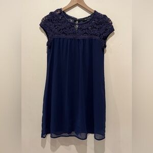 As U Wish Navy Blue Dress with Lace Bodice - Women’s Size Small